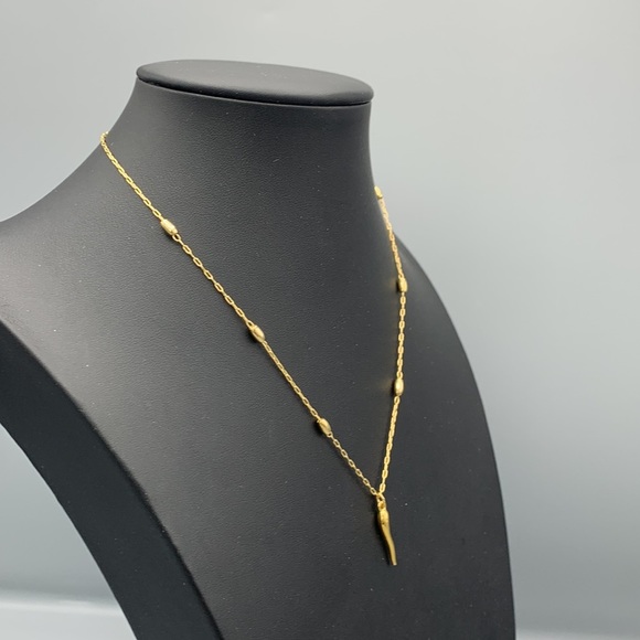 GOLD tone Italian horn necklace - Picture 3 of 4
